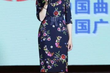 周涛美得太高雅穿刺绣连衣裙露脸4050岁的女性照着穿相同美